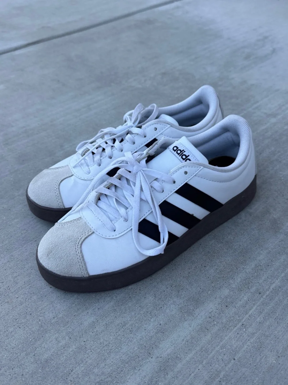 Adidas White and Black Classic Court Sneakers